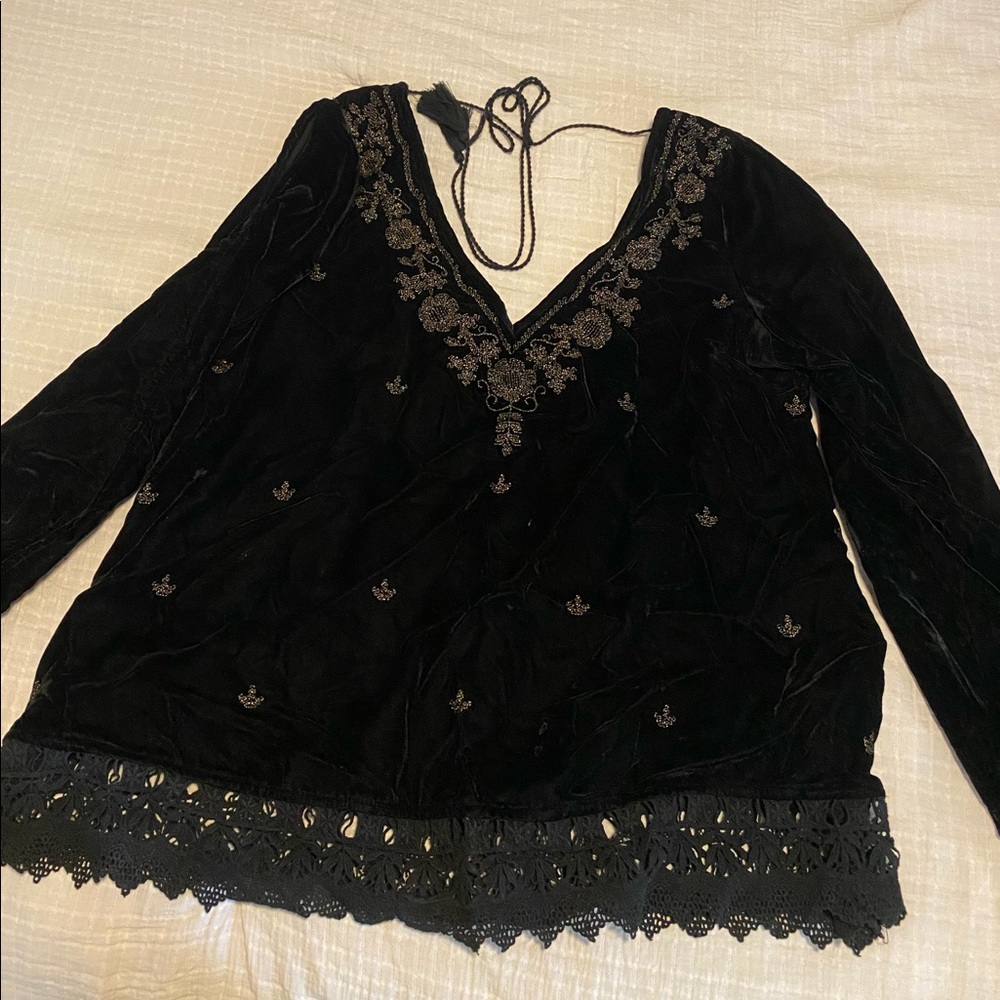 Ralph Lauren Velvet embroidered top